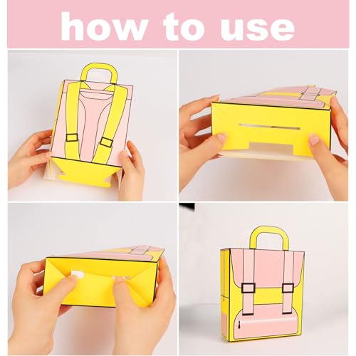 Geschenkzakjes voor de eerste schooldag - 10 stuks papieren zakken met motief en zijdepapier -geschenkverpakking voor de eerste schooldag (roze) 4