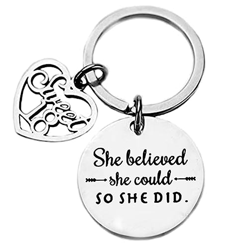 Ze geloofde dat ze kon dus ze deed inspirerende 18e verjaardag sleutelhanger voor dochter zuster vriendin familie verjaardag cadeau meisje zilver M, zilver 3