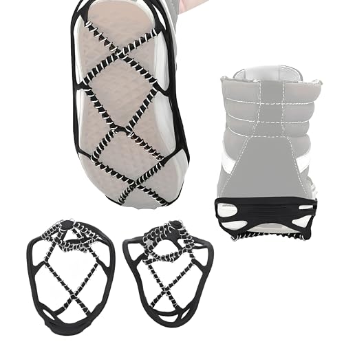 Snow Spikes voor schoenen anti-slip ijstractie schoenen, roestvrij staal veren en rubberen banden, verstelbare en draagbare schoenen handgrepen, Geschikt voor klimliefhebbers, EU