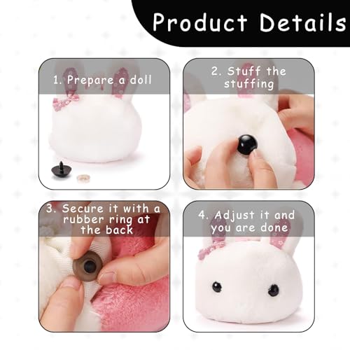 160 st. Haak dierlijke veiligheidsogen, Safety Eyes Large 10-30mm, Haak dierlijke ogen met ringen, Plastic veiligheidsogen voor het maken van teddyberen, DIY 3