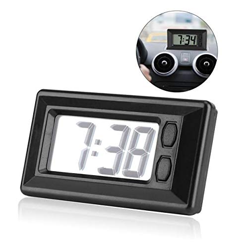 Digitale klok, LCD Mini auto klok, Auto Truck Dashboard Tijd Zelfklevende Bracket Voertuig Elektronische Digitale Klok met Datum Tijd Kalender Weergave