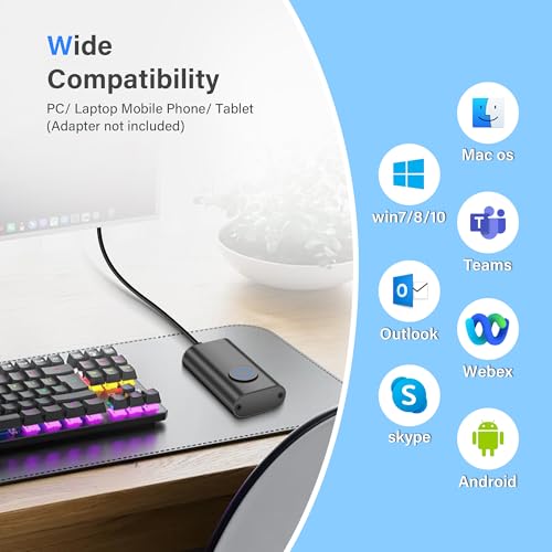 Mouse Jiggler 3.3FT Niet detecteerbare USB Mouse Mover met aan/uit touch switch en USB C Adapter Converter Simuleert beweging om te voorkomen dat laptop vallen slaap 5