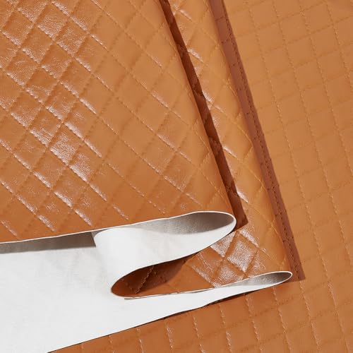 Faux lederen stof met Diamond Stitching patroon, 145 x 30 cm, zacht Faux leer materiaal, 0,8 mm dik Faux leer voor handtassen en ambachtelijke leveringen, Terracotta