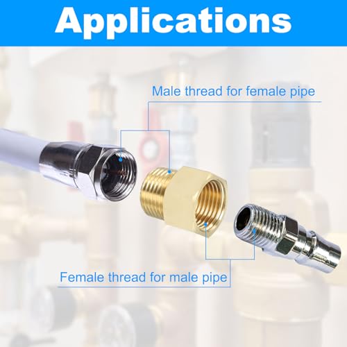 4 st. Messing Pijp passen Hex Socket, 3/8 Inch NPT Man tot 1/4 Inch NPT Vrouwelijke Reducer Adapter Pijp uitbreiding past voor badkuip Spout Douche, Gold Tone 4