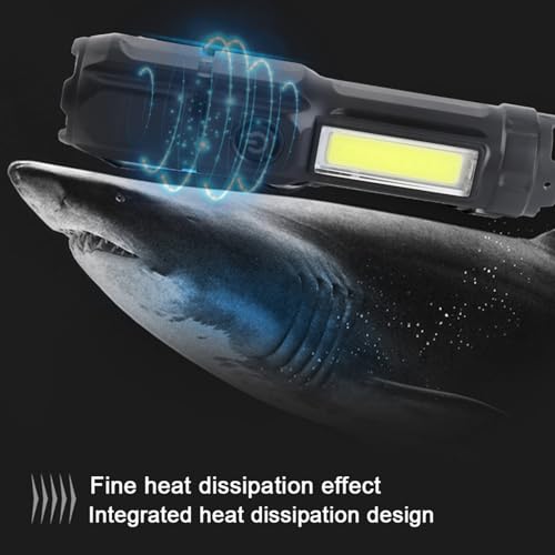 Oplaadbare USB zaklamp, XPE Lampcore, Brede Astigmatis licht, COB Floodlight, geïntegreerde warmtedissipatie, Dagelijks waterdicht, ABS materiaal, Draagbaar licht met hoge 5
