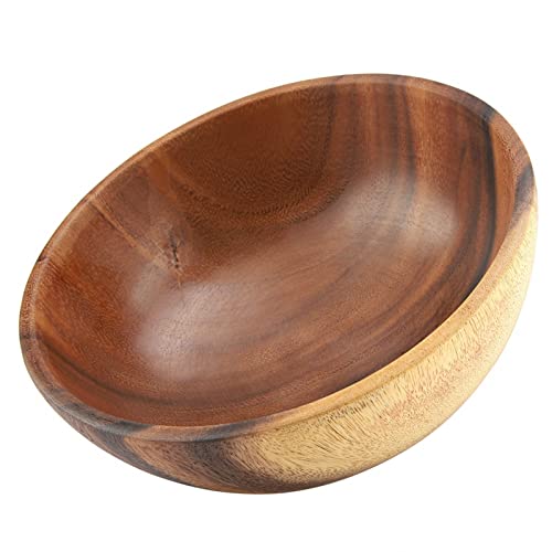 Klassieke grote ronde houten schaal - Solid Wood Bowl voor salade, soep, rijst - Handgemaakt keukengerei(20 * 7cm) 5