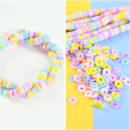 Heishi Kralen 5.000 Stuks Polymer Klei Kralen 6mm Kleurrijke Flat Kralen Klei Kralen Ambacht Set voor DIY sieraden ketting Charm Armbanden Cadeau (D) 5