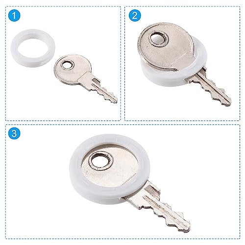 Tags sleuteldop, 40st Plastic Key Cap Cover Rings Sleutels Identificatie Codering Ring Label ID geval voor Office Home Appartement, Wit(1,8cm ID) 5