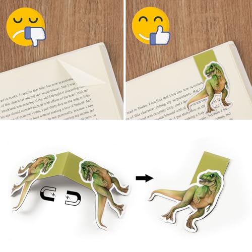 12 stuks magnetische bladwijzers voor kinderen Dinosaurus verjaardag geschenk kinderen verjaardag school lezen kerst 3