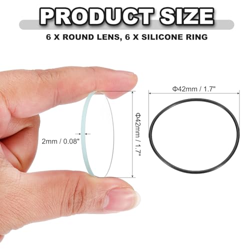 1,7 inch Dia LED Lens, 6 Set gepolijste rand zaklamp vervanging delen glas lens met siliconen ring voor lichtbron lens vervanging, transparant