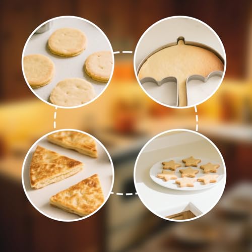 6 st. Roestvrij staal Cookie vormen Set, Koreaans Suiker Snoep maken Kitcirkel Umbrella ster driehoek vormen met non-stick papier bakken hulpmiddelen voor Party Home DIY desserts cakes Treats 4