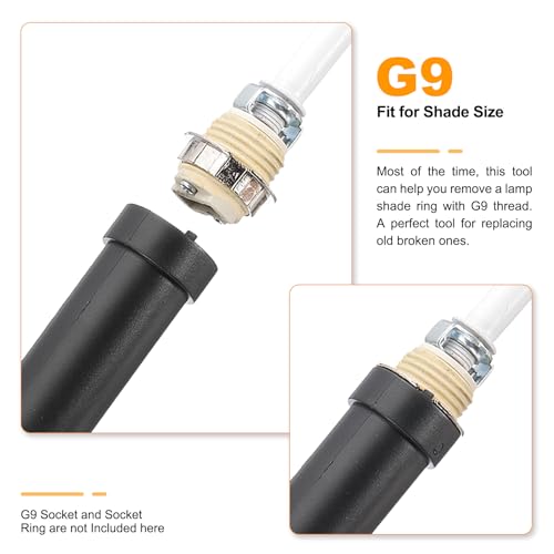 Kit G9 Lamphouder ringen, Lamphouder Adapter 4 ringen Zinklegering Vervangingsdeel met Collar Removal Tool Abat-Jour, 95 mm, Zilver 5