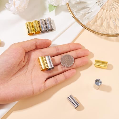 10 Sets Messing Buis Magnetische sieraden Clasps Gold&Zilver Magnetische Cord End Caps voor armband ketting sieraden maken 5