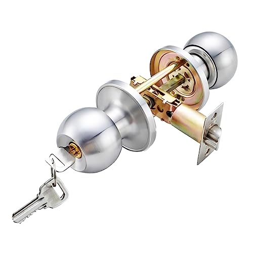 Stainless Steel Entracne Entracne Door Handvat Lock Knobs Lock Set - Sleutel vergrendelen - koperen vergrendelaar - vergrendelen grootte 60/70mm