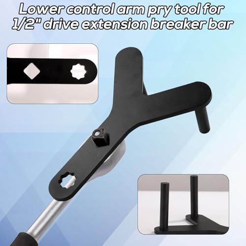 Lagere controle arm Pry Tool, Steel Control Arm Two-Hole Multi-Angle ontwerp lagere controle arm gereedschap voor 1/2" uitbreiding stuk Crusher 3