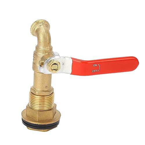 Brass Barrel Faucet, Rain Barrel Faucet 1/2 Inch Quarter Turn Brass Valve Faucet met Bulkhead voor Water Tanks Pools, Balven 4
