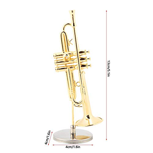 Instrument Nament, Gold Plated Miniatuur Trompet Ornament Replica Musical Model met Cadeau Doos voor Kerstmis Verjaardag Cadeau 5