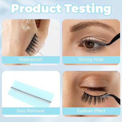 Verpakking van 80 Valse wimpers, Zelfklevende wimperstrips Herbruikbare zwarte wimper lijm Strips sterke Grip vervanging Strips voor de meeste kunstmatige wimper Strips 4