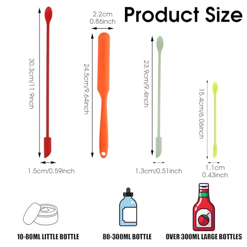 4 st Siliconen Spatula's, Cosmetics, Kleine Lepels, Siliconen Spatula, Dough Scraper, Narrow, Deugh Scraper, Siliconen Spatula, Makeup Food Spatula, Flessen