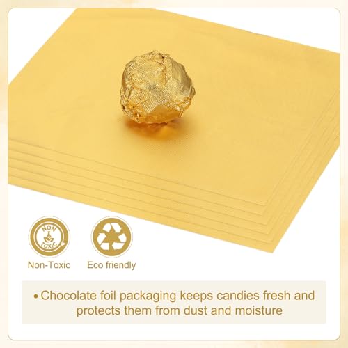 Foil Candy Wraps 15x15cm, 100 stuks Vierkante Fine Grid Aluminium Foil Candy Wrapping Paper voor DIY Chocolate Candies Verpakking Decoratie, Goud 4