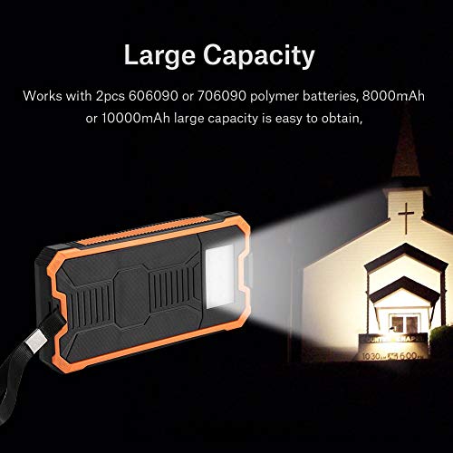 Solar Power Bank, Portable 20000 MAh Fast Charging Dual USB Polar Mobile Power Bank Case DIY Kit (Orange) 4