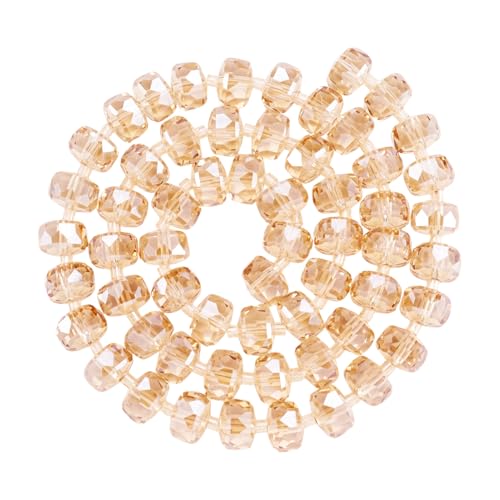 60 st. Rondelle Glazen Kralen 10mm Transparante Regenboog Vergulde Glas Spacer Kralen Crystal Facet Ambachten Kralen voor DIY armband sieraden maken, PeachPuff