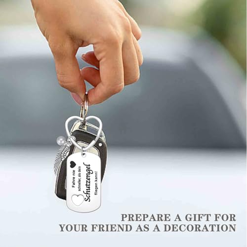 Sleutelhanger Hartbeschermer Angel Car Drive Safe Key Chain Roestvrij staal Lucky Charm Auto Rijbewijs Cadeau voor Familie Zilver Nee, siliver. 5