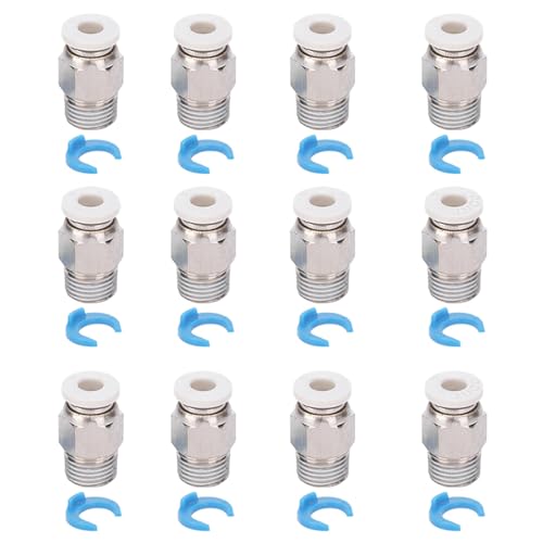 12 st pneumatische mannelijke rechte PTFE buis M10 draad duw om fittingen aan te sluiten, rechte push-in connect fittingen, extruder accessoires voor 3D printer bowerd extruder