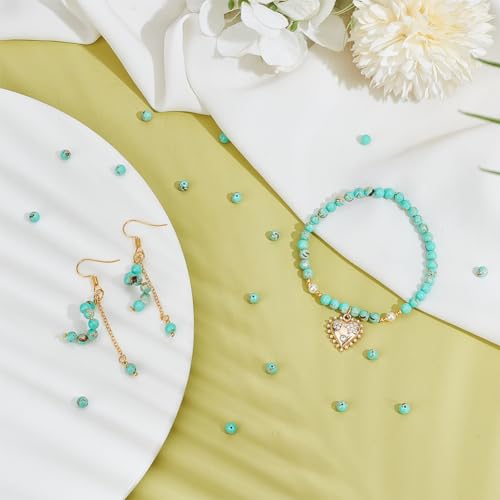 Ca. 190st Turquoise Parel Strands 4mm Natural Marble Beads Dark Cyan Verwarmde Ronde Losse Edelstenen kralen Natuurlijke Losse kralen voor armband maken en 4