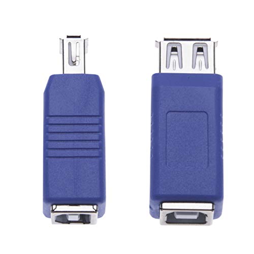 2Pcs USB 2.0 Vrouw naar USB Type B Vrouwelijke Adapter USB Vrouw naar Vrouwelijke Printer Changer Koppelen Connector Korte Extension Converter Adapter voor Computers, Laptops, Harde schijven (2PCS)