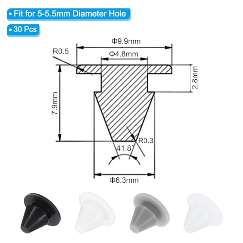 5,5 mm diameter siliconen ronde klik, 30 stuks in type verpakking meubels Gat plug knop dunne rand beschermdhoes geschikt voor 5-5,5 mm Gat voor afdichting schotcilinder, zwart