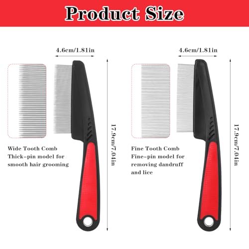 Verpakking van 2 Honden en Kat Comb, Flea en Dandruff, Lange Bristles, Roestvrij stalen borstel met brede en fijne tanden Grooming Tools 5