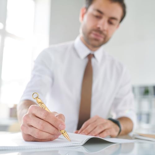 Metalen Messing Business Ballpoint Pen 1mm Handtekening Retro Ballpoint Pen Creativiteit Bolts met 5 Verwisselbare Refills, Zwarte inkt voor Gift, Office, School 4