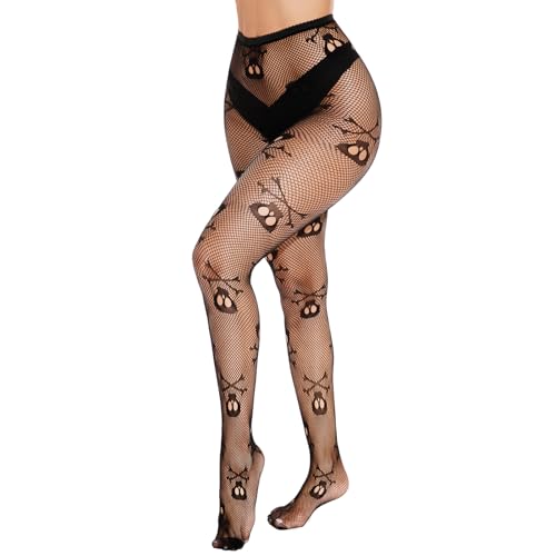 Vrouwen Skull Tights Halloween Fishnet Stockings High Waist Fishnet Stockings for Cosplay Party