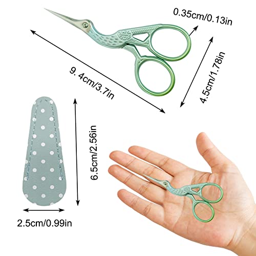 Borduurwerk schaar, Set van 2, Kleine Ooievaars schaar, Roestvrij stalen schaar voor ambachten, Naaien met Faux lederen schaar Hoes 4