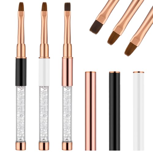 3 stuks Nagelgelborstel Nagelborstel Nagelborstel Nagel Accessoires UV-Rijnsteen Handle Gel Nail Art Penseel Schilderen Brush Gereedschap Nail Art Liner Gestippelde Pen Cadeau
