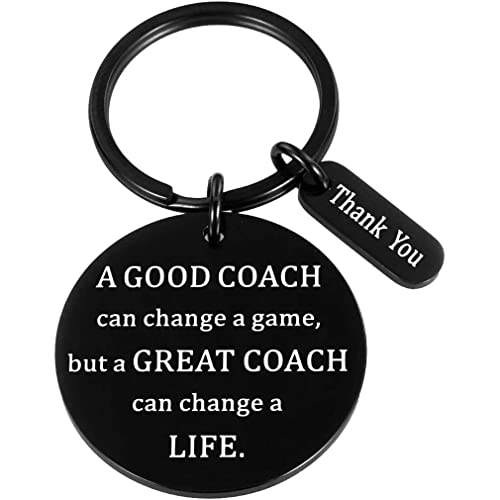 Roestvrij stalen sleutelhanger graveren "Een goede coach kan het spel veranderen, maar een grote coach kan het leven veranderen" Key Ring Teacher Coach Keychain Gift voor lerarendag, zilver, M, zilver
