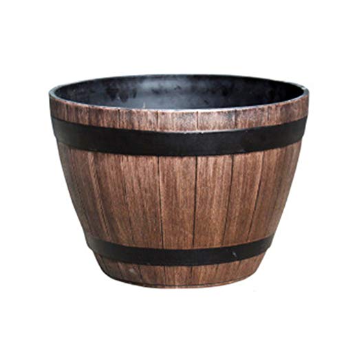 Bloempot, Bloemendoos Hars, Houten Barrel Bloempot Imitatie Ronde Planter, voor binnen en buiten gebruik Bloemendoos, Huis, Tuin, Balkon, Patio