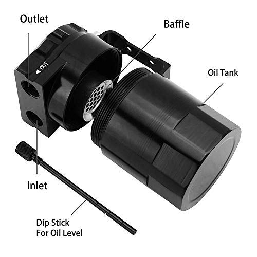 Olie Catch Can Kit 300ML Olie Tank Reservoir Tank Motor Black Polish Stunned Aluminium Universal 5