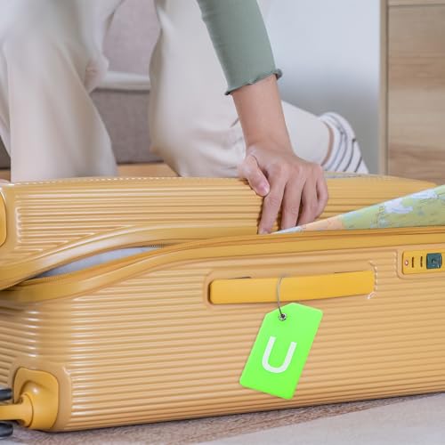 Initial Bagage Tags, 2 stuks Siliconen geval Tag ID kaarthouder Unieke Bagage Naam Tags met roestvrij stalen lus, brief H, oranje 5