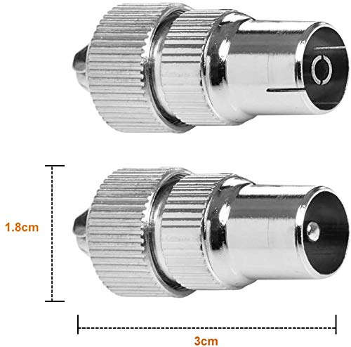 Coaxiale Distributeur 2-gang, Antenna Distributeur, Satelliet Distributeur 0-1000 MHz voor DVB-T/BK, T-Adapter Kabel TV Divider + 5 x TV Antenna Coaxiale Plugs 5