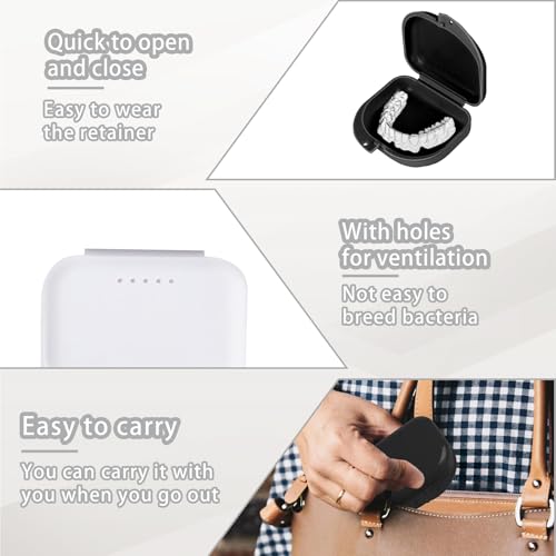 2 stuks Bracket Box Tandprothese Box Glitter Box Tanden Rail Retetainer Box Dental Box for Storing Braces or Tanden Rails (Zwart & wit) 3