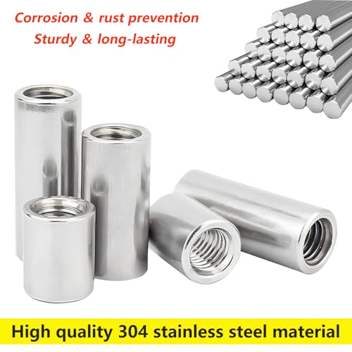 Verpakking van 20 ronde stud Nuts, Roestvrij staal 304, draadstaaf vrouwelijk, M4 x 8 x 8 mm lengte, voor Bolts 5