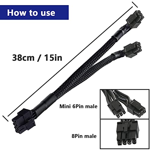 2 st. Dubbele Mini 6 Pin Plug naar Mini 8 Pin PCI-e Graphics Card Voeding Kabel met Mouwen voor Mac Pro Tower/Power Mac G5 15" 3