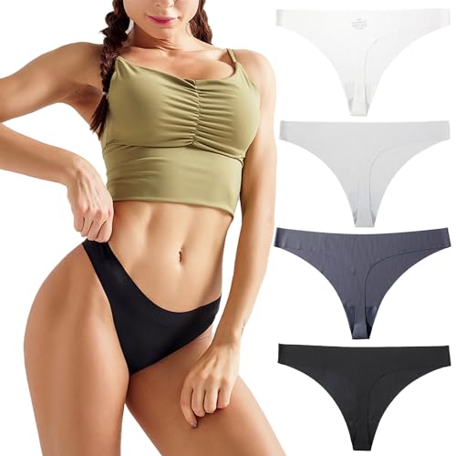 4 stuks ondergoed voor vrouwen, naadloos ondergoed met hoge / lage waist, naadloos ondergoed, Kant damesbroek, ijs zijde ondergoed