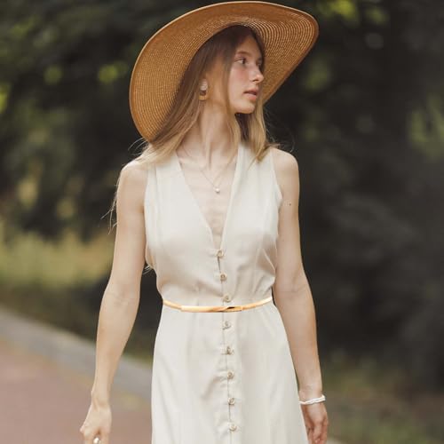 Vrouwen Dun metalen riem Goud Elastische Narrow ketting riem verstelbare taille riem Dunne riemen voor vrouwen, goud 3