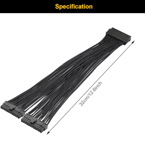 24 Pin 24 Pin ATX Moederbord Splitskabel (20+4) voor dubbele moederbord uitbreiding Kabel Y Adapter Kabelbus naar Plug voor 1 Voet 18 AWG PSU