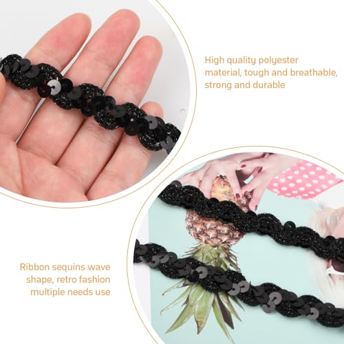 Elastische sequinband Kleurrijke 15mm kleurrijke sequins trim stof sequinband stretch zwart voor het naaien van sieraden het maken van knutselen jurk decoreren (zwart) 4