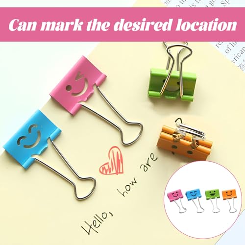 48 stuks Vouwrug Pegs, 25mm Paper Clips met Doos, Glimlach Clips, Metaal Paper Clips, Bindende Clips, Metalen Klemmen voor Notes, Organiseren, Divisie - Houdt 110 vellen papier 5