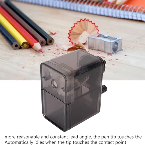 Handmatig potloodslijper, Crank Potloodslijper, Efficiënt Veiligheidsmateriaal, Veelzijdig gebruik voor koolstofpotlood voor kunstpotlood (zwart transparant) 4